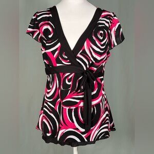 Vintage Babydoll Tie Waist Whimsigoth Artsy Black Hot Pink White XL Y2K Maurices